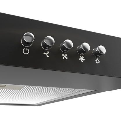 Dunstabzugshaube Unterbau 60cm, Umluft & Abluft, 3 Leistungsstufen, integrierte Unterbauhaube mit Kohlefilter, Schwarz ✅