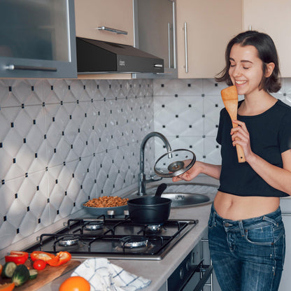 Dunstabzugshaube Unterbau 60cm, Umluft & Abluft, 3 Leistungsstufen, integrierte Unterbauhaube mit Kohlefilter, Schwarz ✅